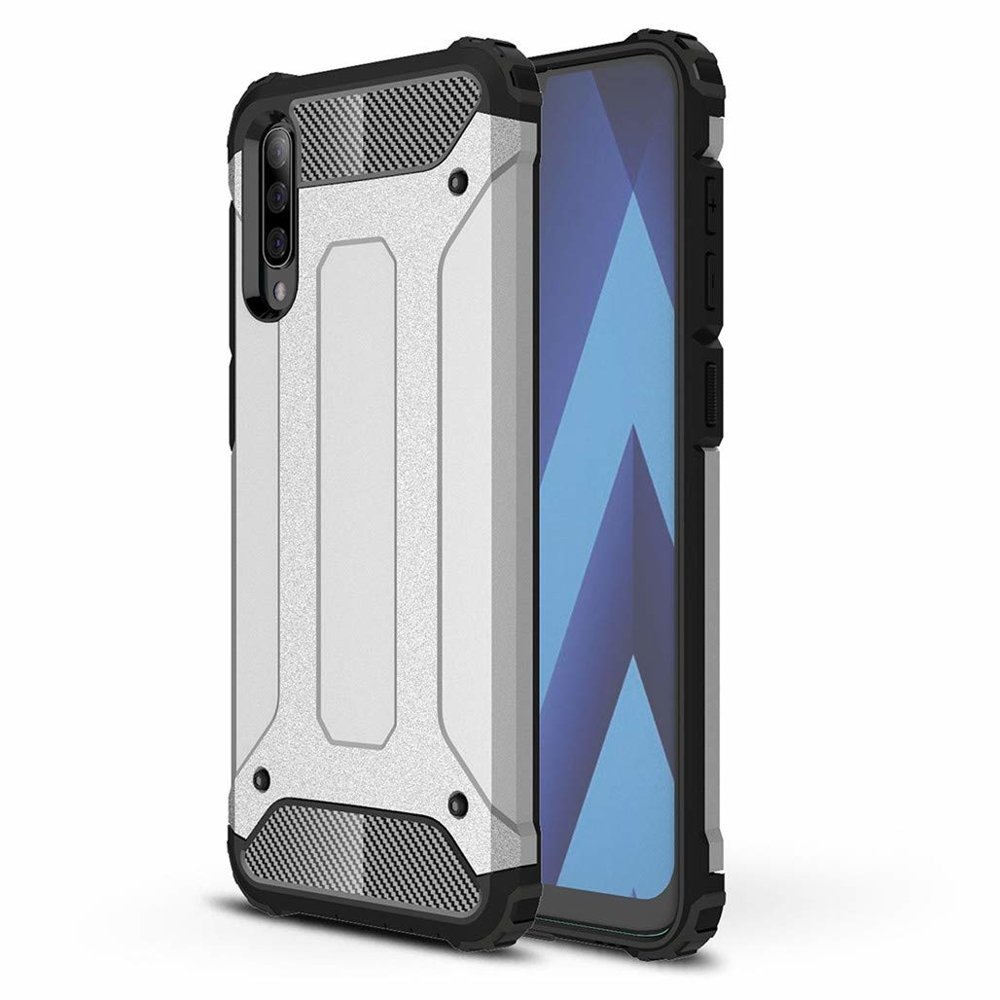 Capa Hybrid Armor Capa resistente e resistente para Samsung Galaxy A70 prata