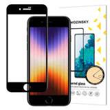 Wozinsky Vidro Temperado Cola Completa Protetor de Tela Super Resistente Totalmente Coberto com Moldura Compatível com Caixa para iPhone SE 2020  -  iPhone 8  -  iPhone 7 preto