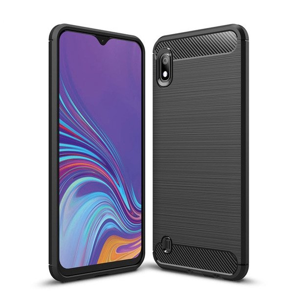 Capa carbono Capa flexível de TPU para Samsung Galaxy A10 preta