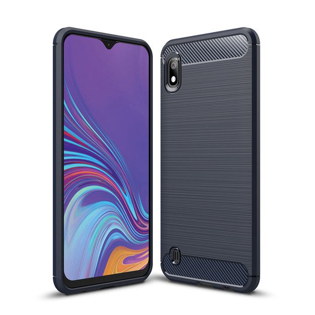 Capa carbono Capa flexível de TPU para Samsung Galaxy A10 azul