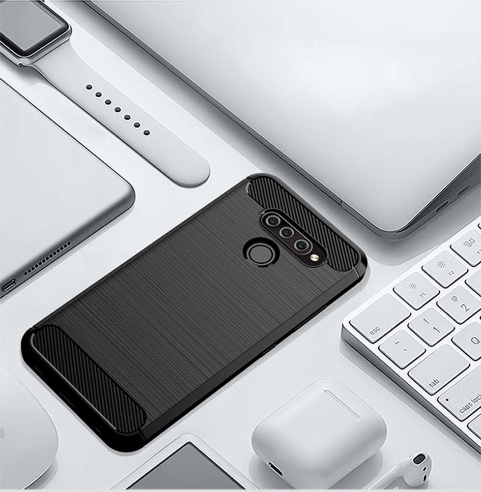 Capa carbono Capa flexível TPU para LG Q60  -  LG K50 preta