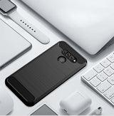 Capa carbono Capa flexível TPU para LG Q60  -  LG K50 preta