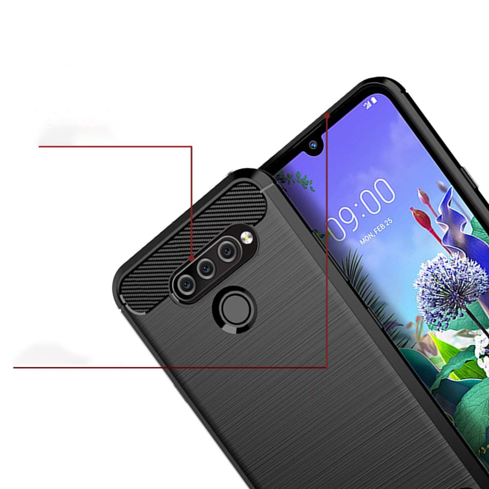 Capa carbono Capa flexível TPU para LG Q60  -  LG K50 preta