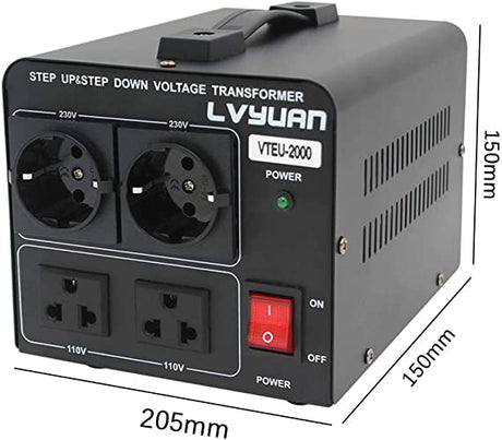 Adaptador Conversor de Voltagem - Transformador de Tensão Elétrica 110V para 220V e 220V para 110V (1000W)