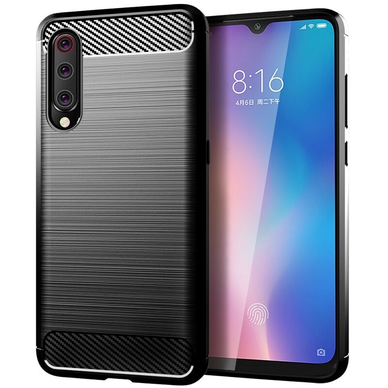 Capa carbono Capa flexível de TPU para Xiaomi Mi 9 Lite  -  Mi CC9 preto