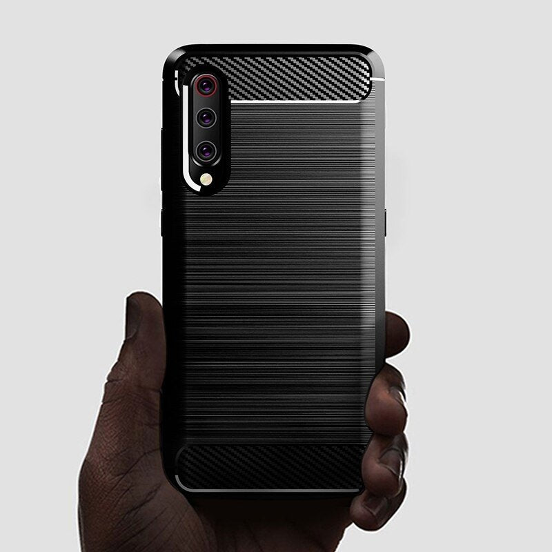 Capa carbono Capa flexível de TPU para Xiaomi Mi 9 Lite  -  Mi CC9 preto