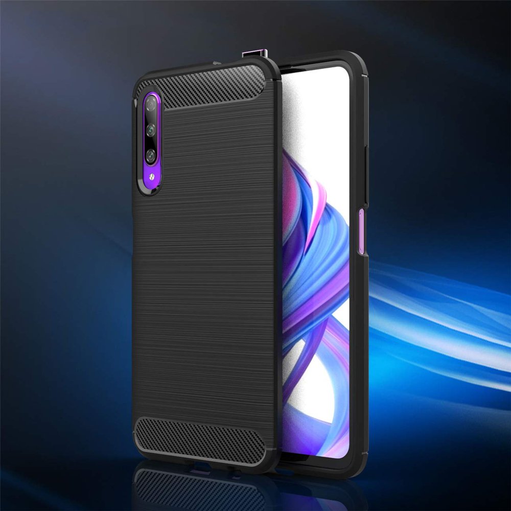 Estojo de carbono Estojo flexível de TPU para Honor 9X preto