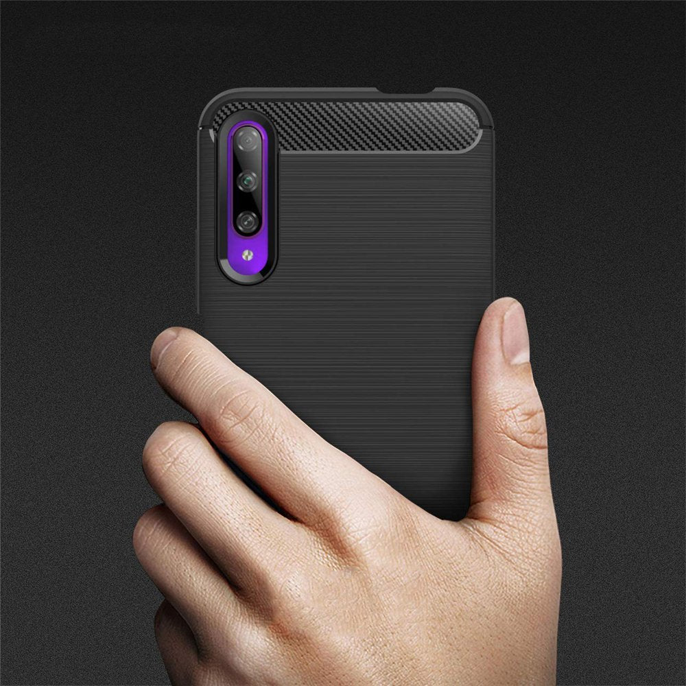 Estojo de carbono Estojo flexível de TPU para Honor 9X preto