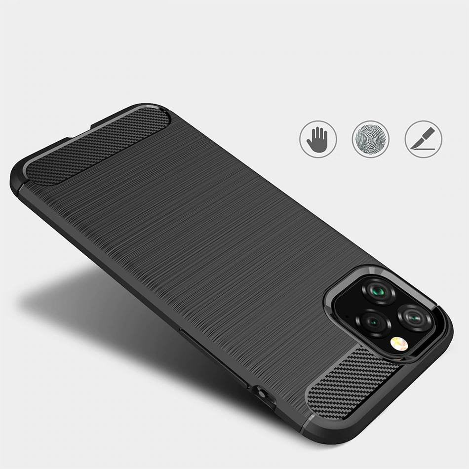 Capa carbono Capa flexível de TPU para iPhone 11 Pro Max preto