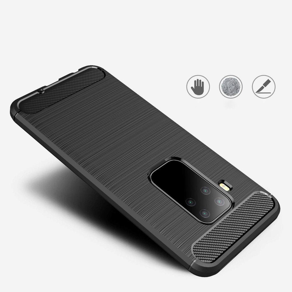 Capa carbono Capa flexível de TPU para Motorola Moto One Pro  -  Zoom preto