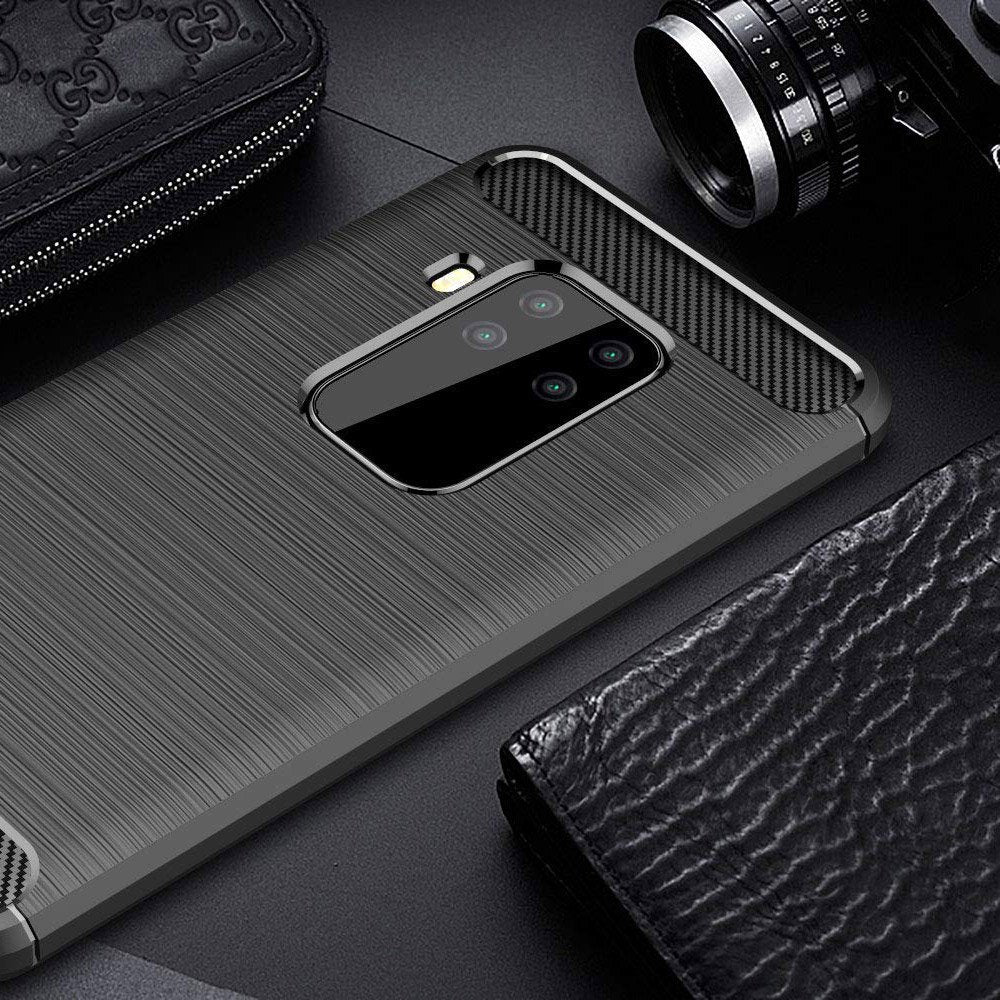Capa carbono Capa flexível de TPU para Motorola Moto One Pro  -  Zoom preto