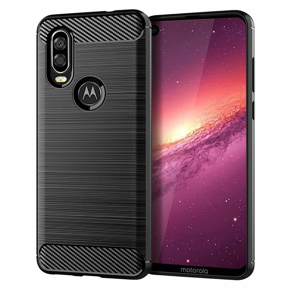 Capa carbono Capa flexível de TPU para Motorola One Action preta