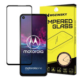 Protetor de tela super resistente de vidro temperado Wozinsky totalmente coberto com moldura compatível para Motorola One Action preto