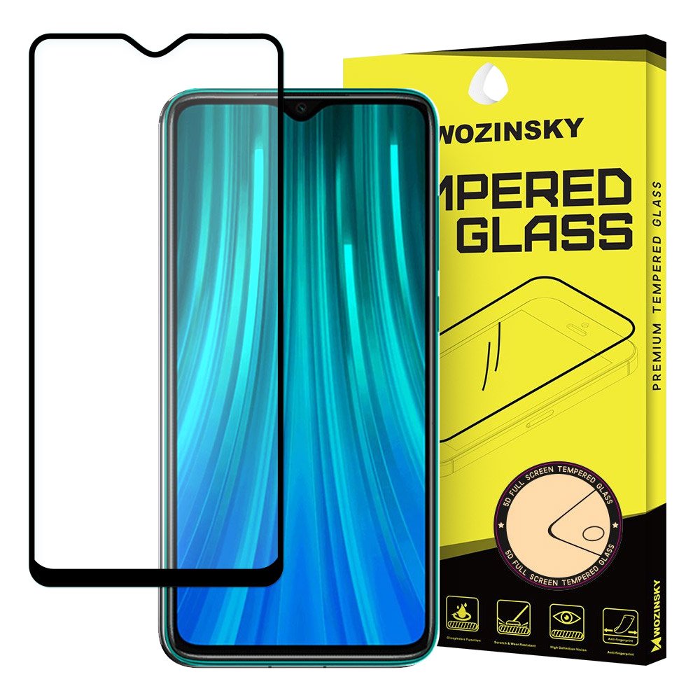 Wozinsky Vidro Temperado Cola Completa Protetor de Tela Super Resistente Coberto Completamente com Caixa de Armação Amigável para Xiaomi Redmi 8 preto