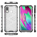 Capa de armadura de favo de mel com pára-choque de TPU para Samsung Galaxy A40 transparente