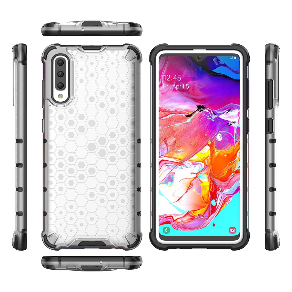 Capa de armadura de favo de mel com pára-choque de TPU para Samsung Galaxy A70 verde