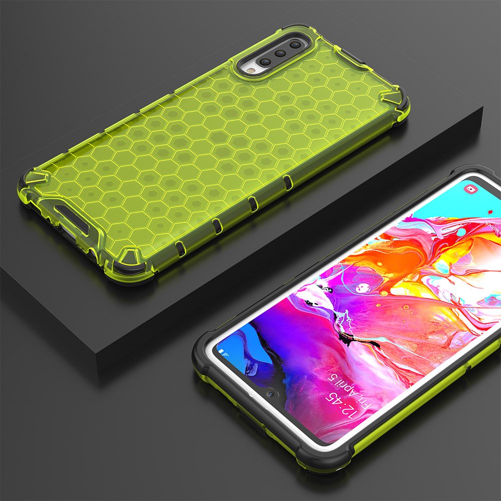 Capa de armadura de favo de mel com pára-choque de TPU para Samsung Galaxy A70 verde