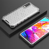 Capa de armadura de favo de mel com pára-choque de TPU para Samsung Galaxy A70 transparente