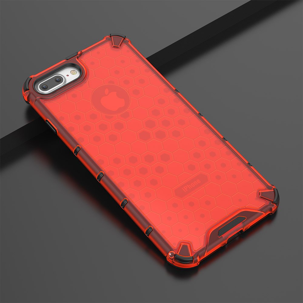 Capa de armadura de favo de mel com pára-choque de TPU para iPhone 8 Plus  -  iPhone 7 Plus vermelho