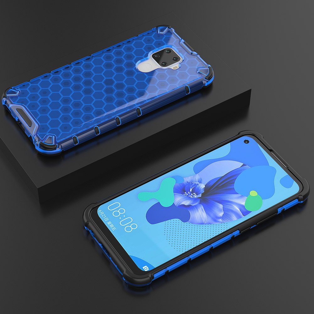Capa de armadura de favo de mel com proteção de TPU para Huawei Mate 30 Lite  -  Huawei Nova 5i Pro azul