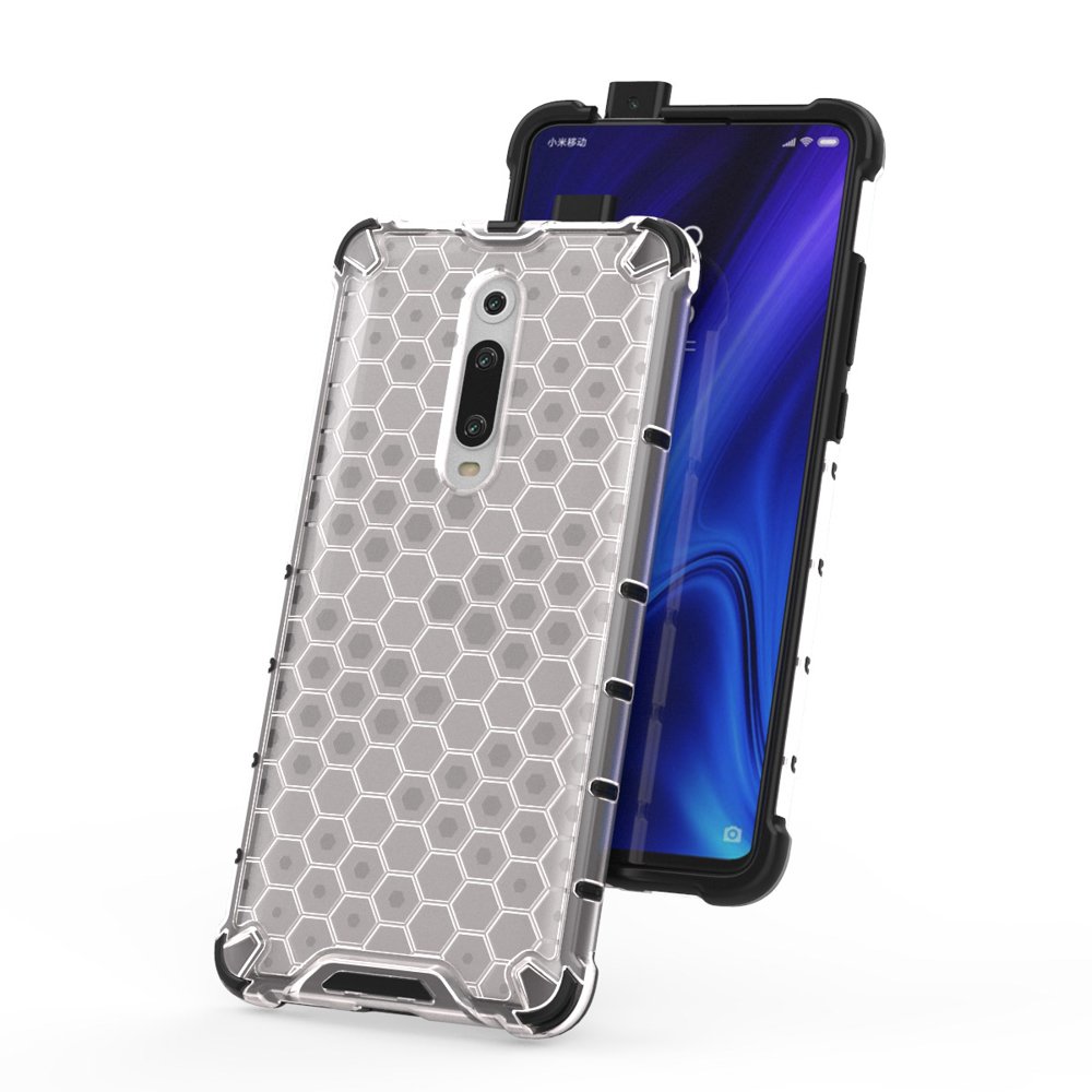 Capa de armadura em caixa de favo de mel com pára-choque de TPU para Xiaomi Mi 9T  -  Xiaomi Mi 9T Pro transparente