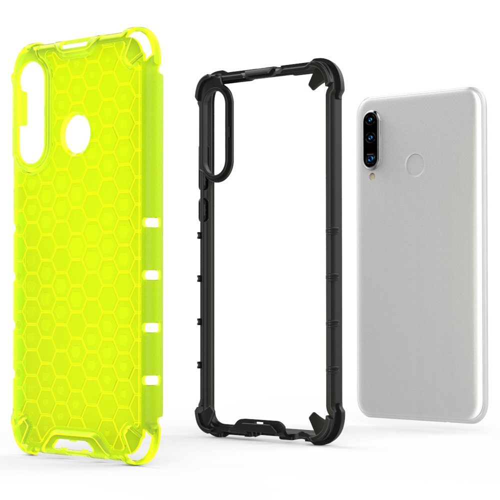 Capa de armadura de favo de mel com pára-choque de TPU para Huawei P30 Lite verde