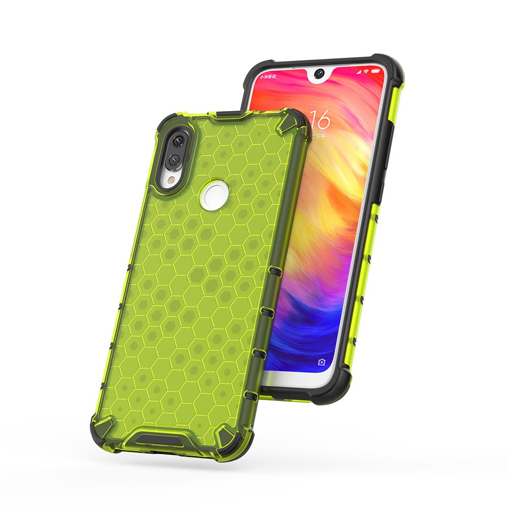 Capa de armadura em caixa de favo de mel com amortecedor em TPU para Xiaomi Redmi Note 7 vermelho