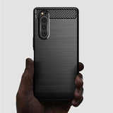 Capa carbono Capa flexível TPU para Sony Xperia 5 preta