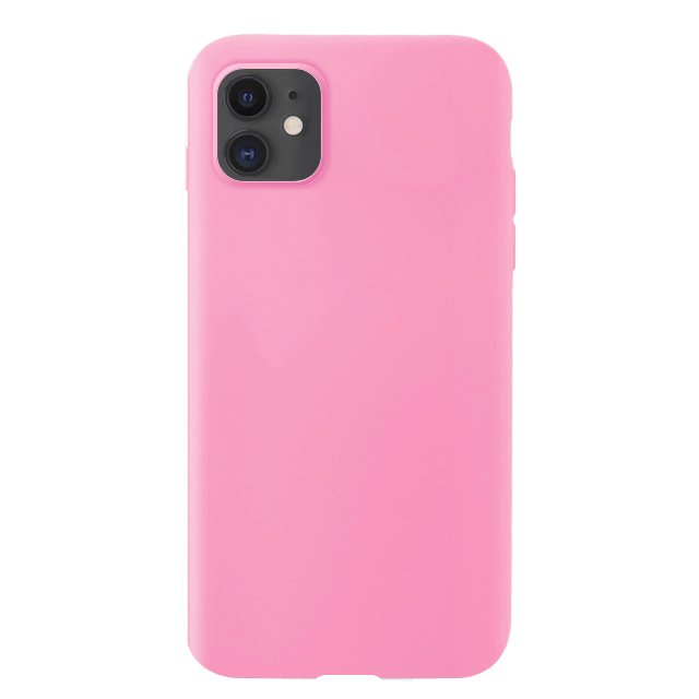 Capa de silicone com capa de borracha flexível macia para iPhone 11 rosa