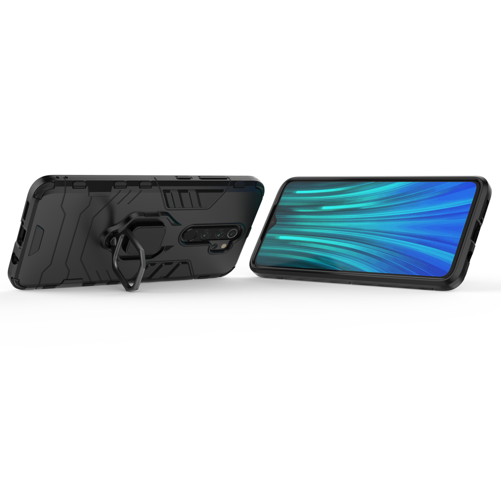 Capa de armadura de anel suporte magnético para carro capa resistente e resistente para Xiaomi Redmi Note 8 Pro preto