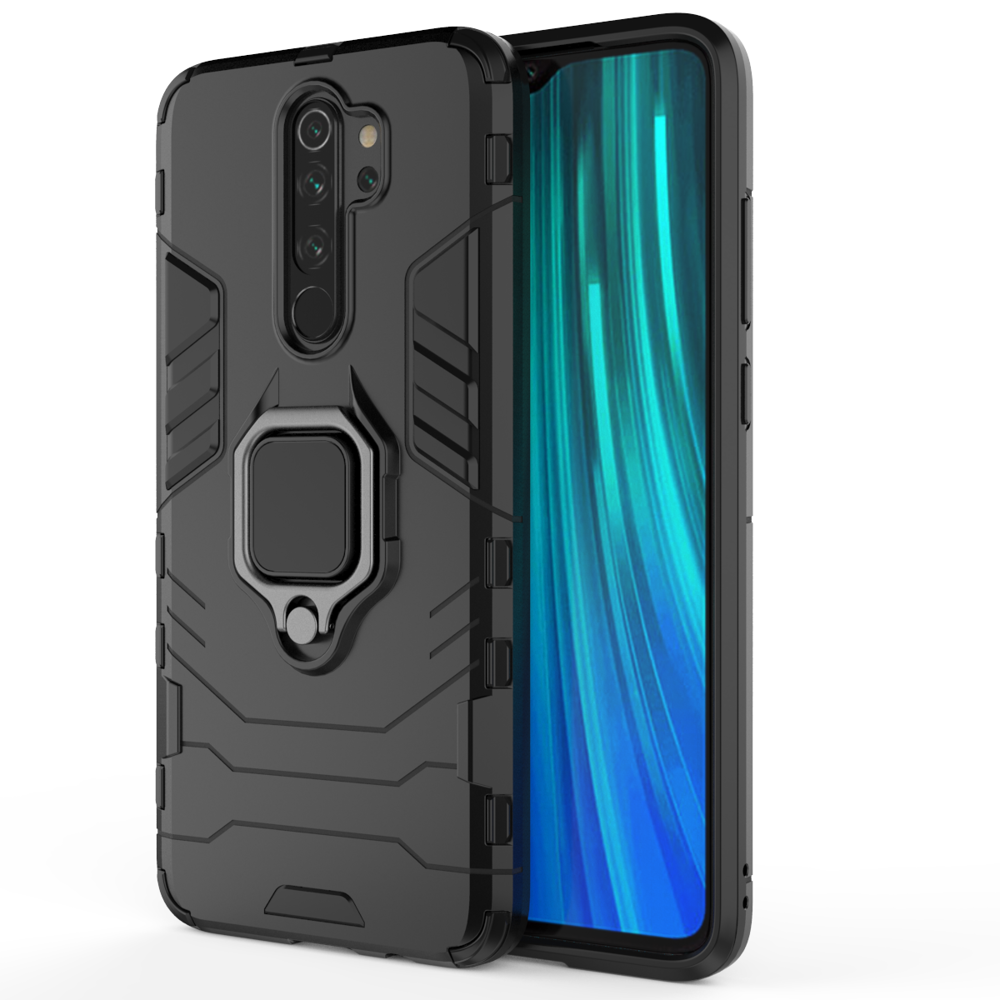 Capa de armadura de anel suporte magnético para carro capa resistente e resistente para Xiaomi Redmi Note 8 Pro preto