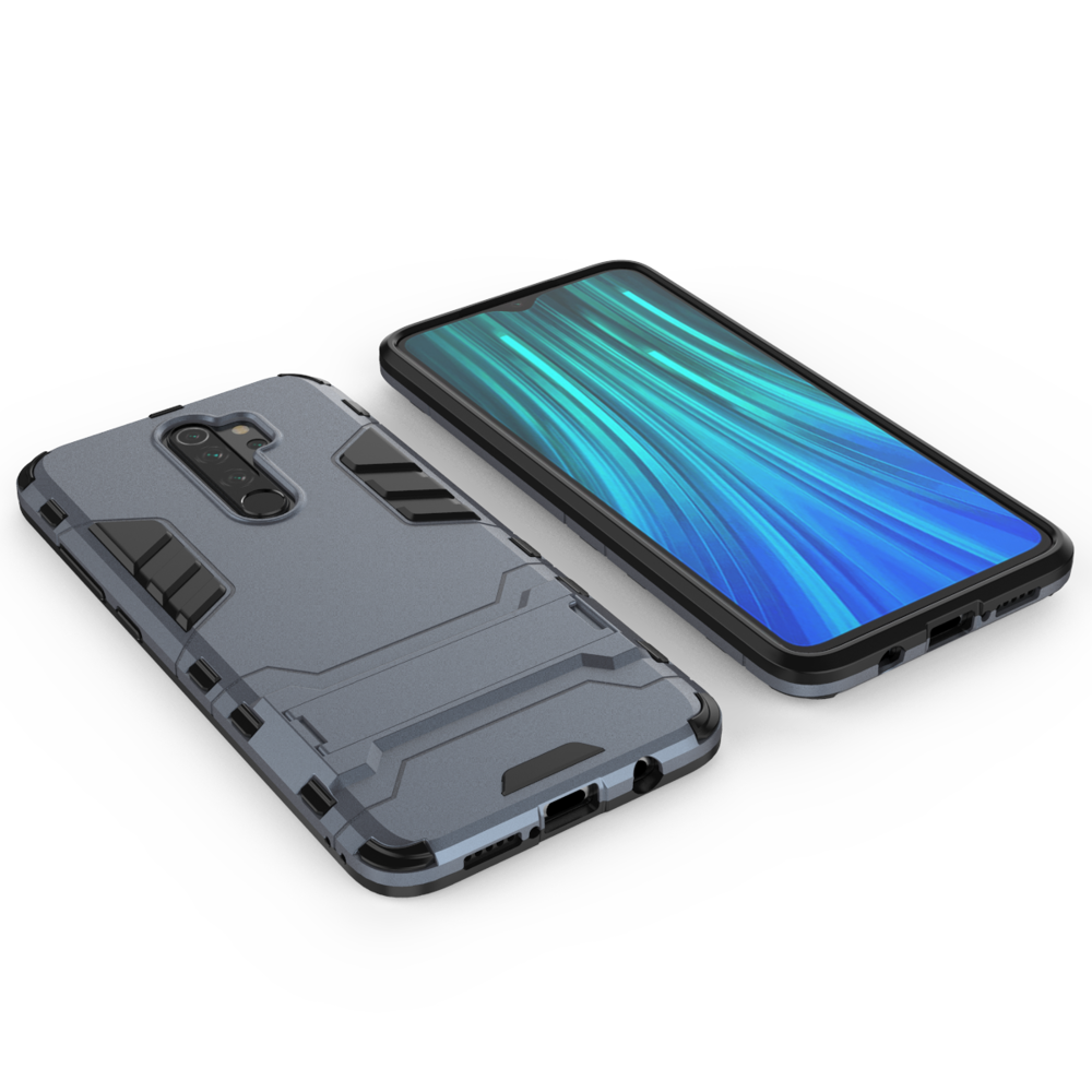 Capa de armadura de suporte Capa resistente e resistente para Xiaomi Redmi Note 8 Pro azul