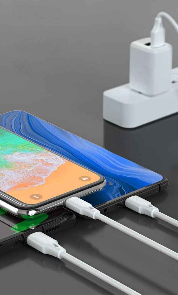 WK Design USB - cabo micro USB  -  Lightning  -  USB Tipo-C 2A 115 cm preto (WDC-103th preto)