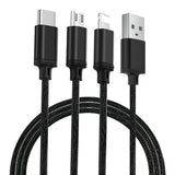 Remax Agile 3 em 1 RC-131th Nylon trançado USB - cabo micro USB  -  Lightning  -  USB-C 2.8A 1m preto (PD-B31th preto)