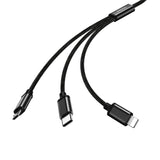 Remax Agile 3 em 1 RC-131th Nylon trançado USB - cabo micro USB  -  Lightning  -  USB-C 2.8A 1m preto (PD-B31th preto)