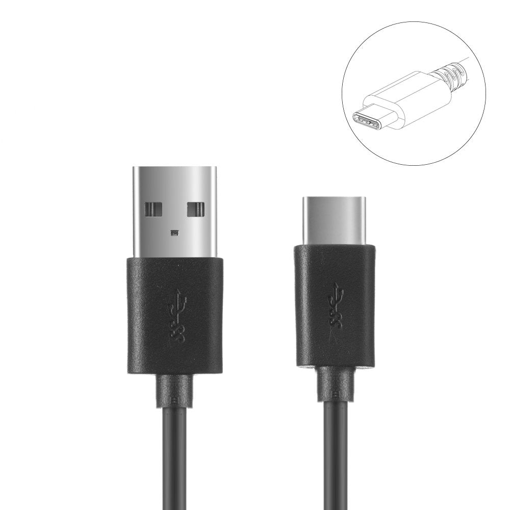 Cabo USB Tipo-C para alimentação e transferência de dados 1m 2A preto