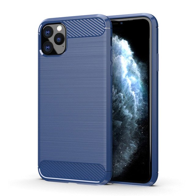 Capa carbono Capa flexível de TPU para iPhone 11 Pro azul