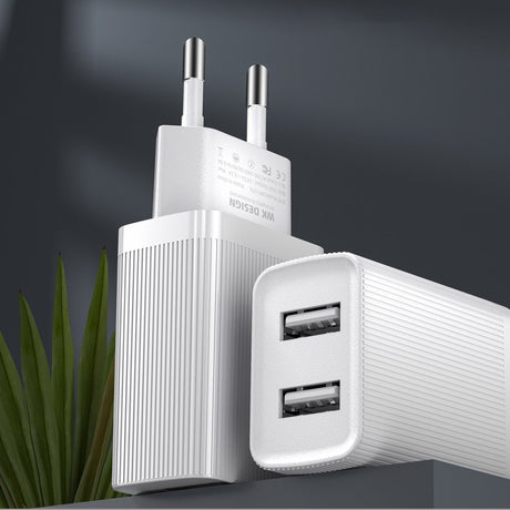 Adaptador UE de carregador Kingkong 2x USB 2.1A branco (WP-U79 branco)