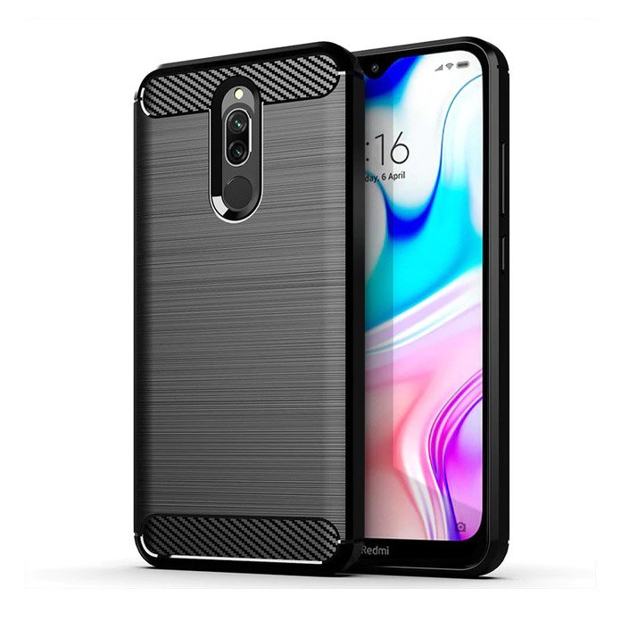 Capa carbono Capa flexível de TPU para Xiaomi Redmi 8 preta