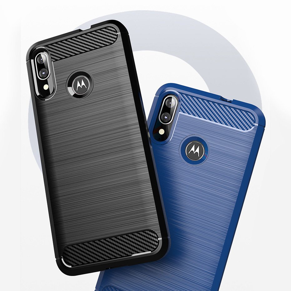 Capa carbono Capa flexível de TPU para Motorola Moto E6 Plus preta