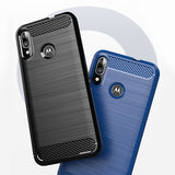 Capa carbono Capa flexível de TPU para Motorola Moto E6 Plus preta
