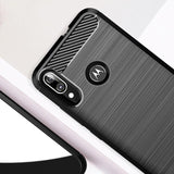 Capa carbono Capa flexível de TPU para Motorola Moto E6 Plus preta