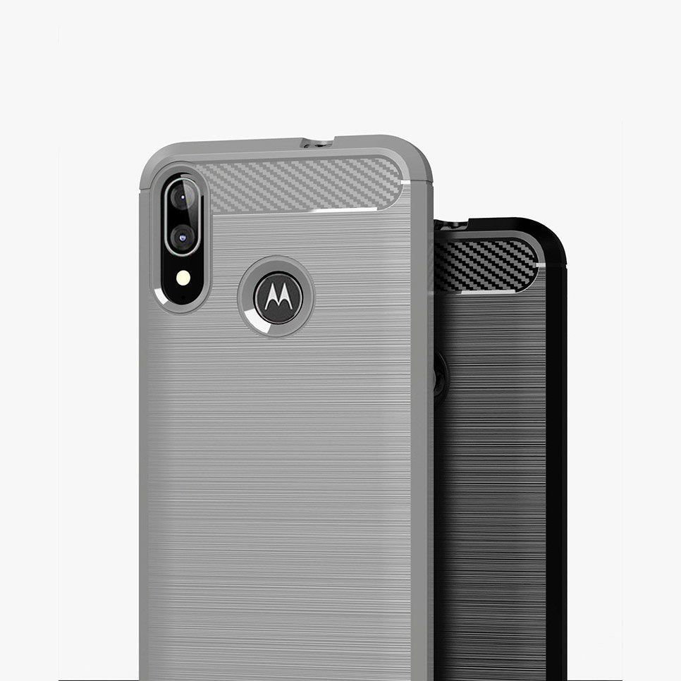 Capa carbono Capa flexível de TPU para Motorola Moto E6 Plus preta