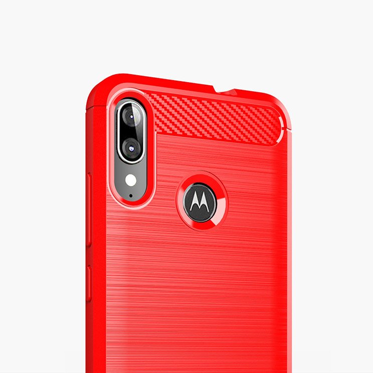 Capa carbono Capa flexível de TPU para Motorola Moto E6 Plus preta
