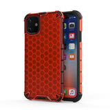 Capa de armadura em caixa de favo de mel com pára-choque de TPU para iPhone 11 vermelho