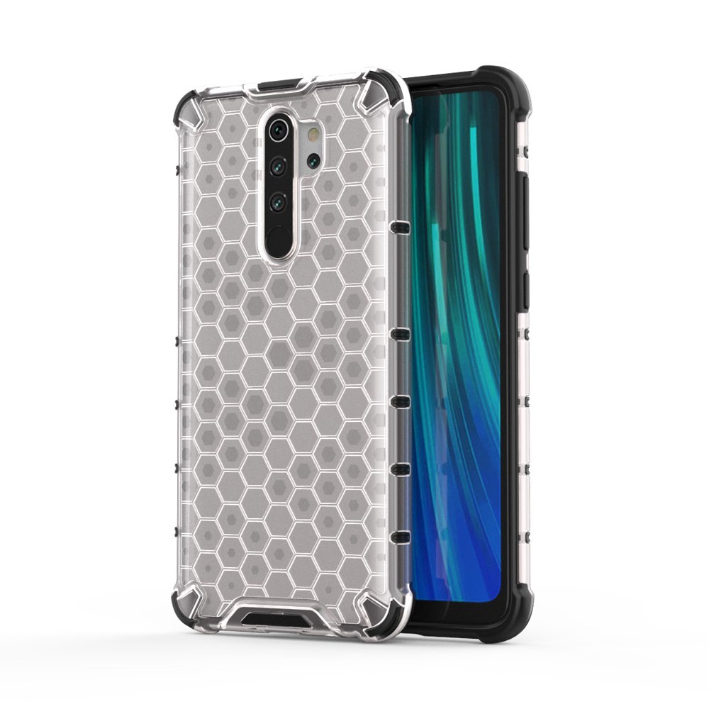 Capa de armadura em caixa de favo de mel com pára-choque de TPU para Xiaomi Redmi Note 8 Pro transparente