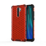 Capa de armadura em caixa de favo de mel com pára-choque de TPU para Xiaomi Redmi Note 8 Pro vermelho