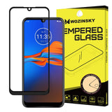 Protetor de tela super resistente de vidro temperado Wozinsky totalmente coberto com moldura compatível para Motorola Moto E6 Plus transparente