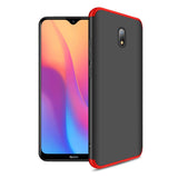 Capa de proteção GKK 360 frontal e traseira capa completa do corpo Xiaomi Redmi 8A preto-vermelho
