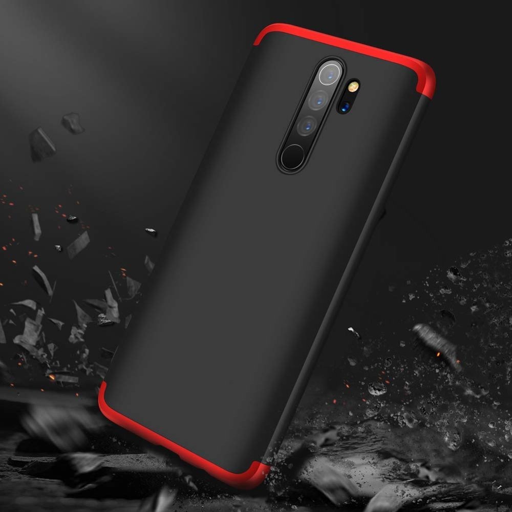 Capa de proteção GKK 360 frontal e traseira capa completa do corpo Xiaomi Redmi 8A preto-vermelho